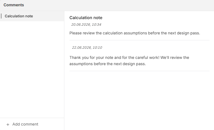 PHASI timeline comments panel in light mode